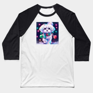 Cute Maltese Dog Drawing Baseball T-Shirt